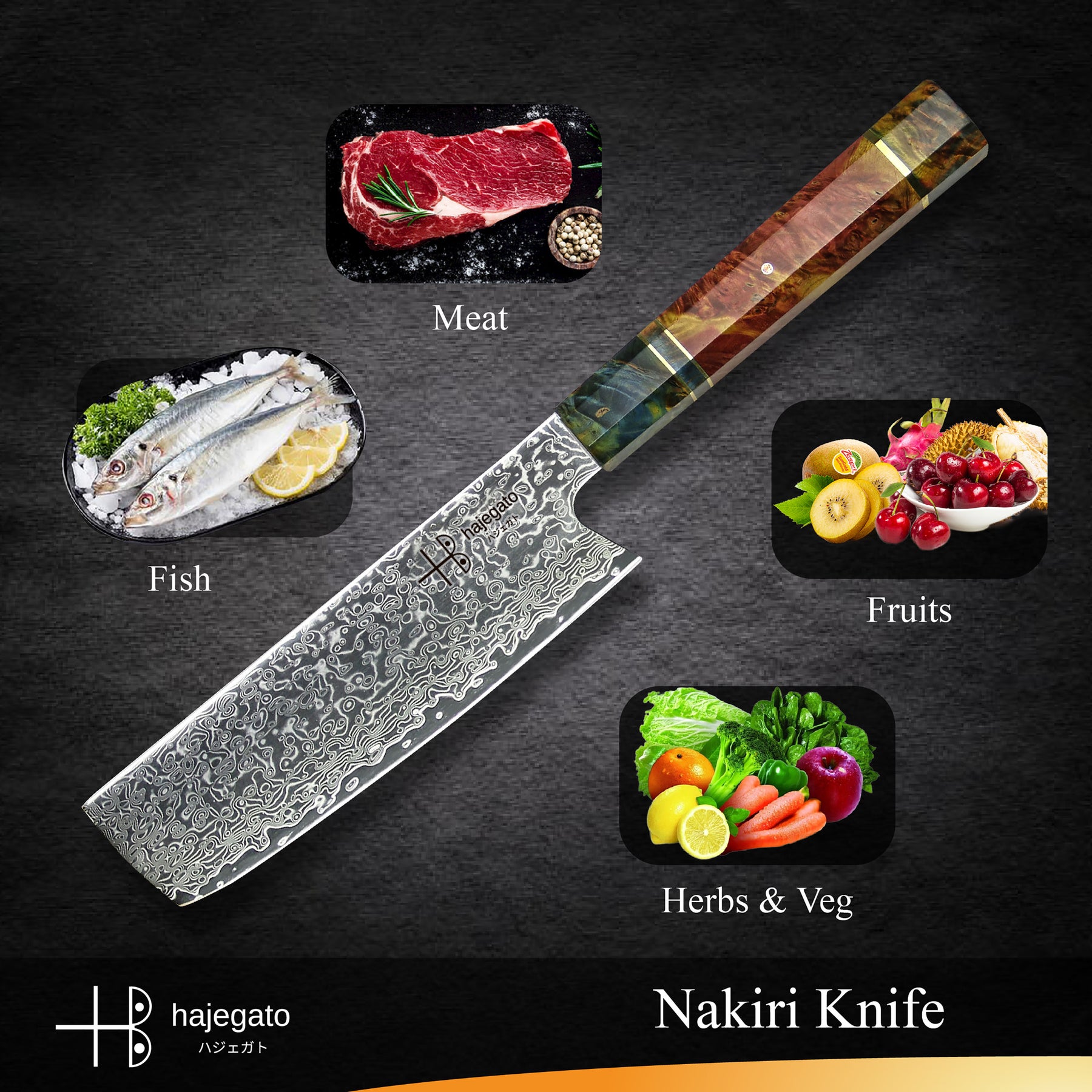 oFuun Nakiri Chef Knife, 7 Inch Damascus Kitchen Knife, Professional  Japanese VG-10 High Carbon Stainless Steel Vegetable Cooking Knife - G10