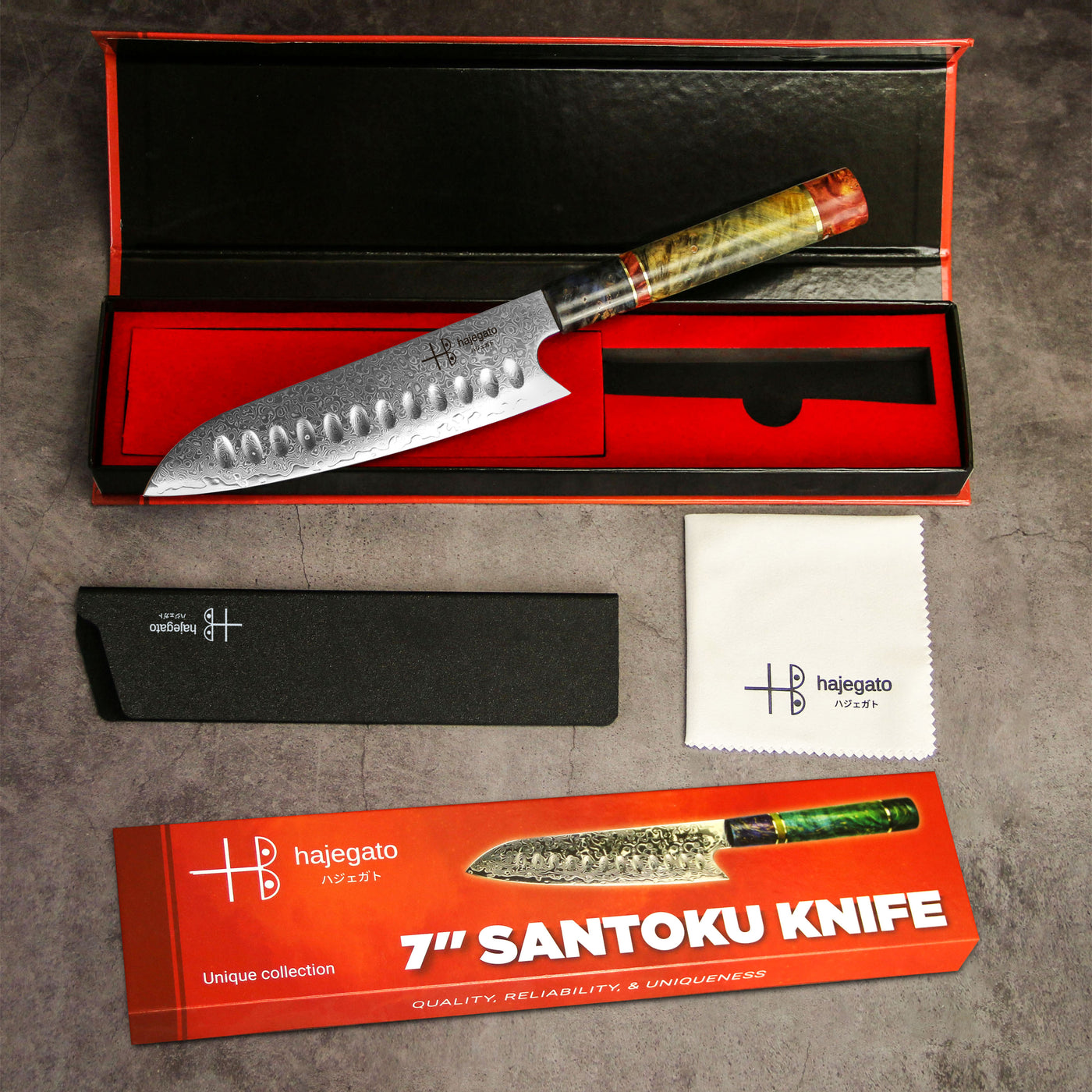 Santoku Chef's Knife 7 inch: Best Quality Professional Scalloped (gran –