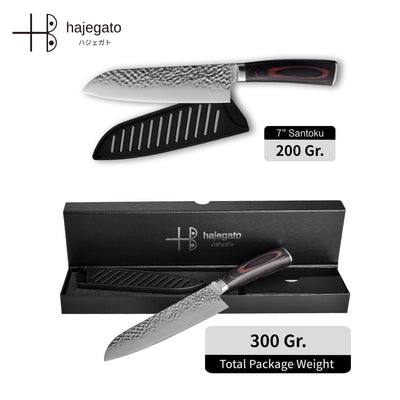 Hajegato Japanese Hammered  7 inch Santoku Knife