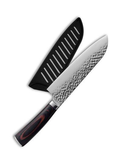 Hajegato Japanese Hammered  7 inch Santoku Knife